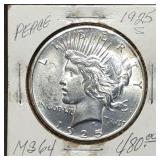 1925 Peace Silver Dollar Gem BU MS64 Nice