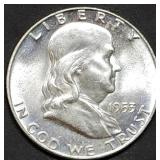 1953-D Franklin Silver Half Dollar Gem BU FBL