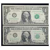 1963 A & 2021 $1 FRN Banknotes Fun SN on 2021