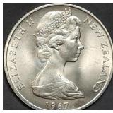 1967 New Zealand Commemorative Dollar Gem BU
