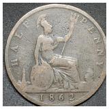 1862 Great Britain Half Penny