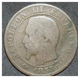 1855 B France 5 Centimes Napoleon III