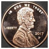 1oz Copper Bullion 2017 Lincoln Cent Round BU