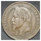1864 K France 5 Centimes Napoleon III Nice