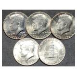 5 Gem BU 1976 Kennedy Bicentennial Half Dollars