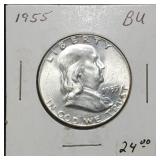 1955 Franklin Silver Half Dollar Gem BU