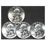 4 Gem BU Washington Silver Quarters Nice
