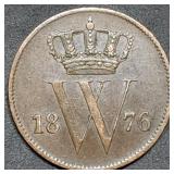 1876 Netherlands Copper Penny