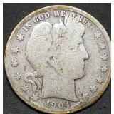 1904 Barber Silver Half Dollar