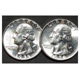 1955 & 1956 Gem BU Washington Silver Quarters