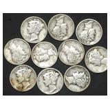 10 Nice Mercury Silver Dimes
