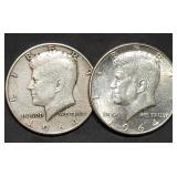 Pair of 1964 Kennedy 90% Silver Half Dollars BU