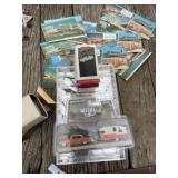 Post Cards, Display Box, Die Cast Car