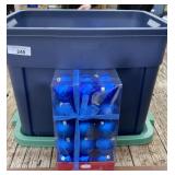 Tote w/ Lid of Blue Ornaments