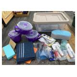 Tote of Kitchen & Cleaning Supplies