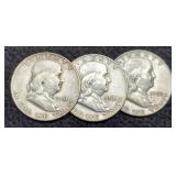 (3) F. Half Dollars: 1951-S, 52, 61
