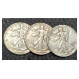 (3) W. Liberty Half Dollars: 1943, 45, 46