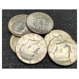 (6) 40% Silver K. Half Dollars