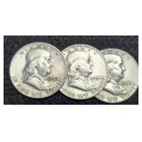 (3) F. Half Dollars: 1954-D, 57-P&D