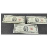 (3) 1963 $2 Red Seal Notes
