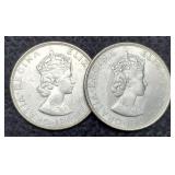 (2) 1964 Bermuda Silver 1 Crown Unc.