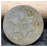 1851 Silver Three Cent