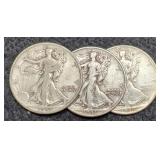 (3) W. Liberty Half Dollars: 1943-P&D, 46