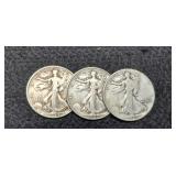 (3) W. Liberty Half Dollars: 1942-P&S, 43