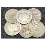 (6) Barber Dimes: 1900, 02, 04, 14-P&D, 16