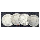 (4) Barber Dimes: 1901-O, 03, 06, 12