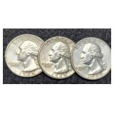 (3) Silver W. Quarters: 1962, 2-1964