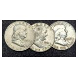 (3) F. Half Dollars: 1954-D, 57-D, 61