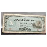 1942-45 Japan WW2 Occupation 10 Pesos Banknote