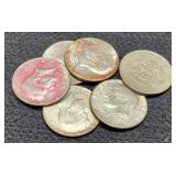 (6) 40% Silver K. Half Dollars