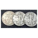 (3) W. Liberty Half Dollars: 1943, 45-D&S