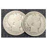 (2) 1908 Barber Full Dollar D&S