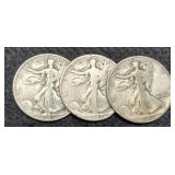 (3) W. Liberty Half Dollars: 1942-P&S, 43-D