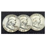 (3) F. Half Dollars: 1954-S, 57-P&D