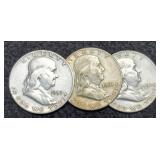 (3) F. Half Dollars: 1954-D, 57-D, 61-D