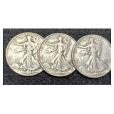 (3) W. Liberty Half Dollars: 1943, 45, 46
