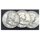 (3) F. Half Dollars: 1956, 57-D, 58-D