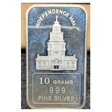 10 Gram Silver Bar Independence Hall