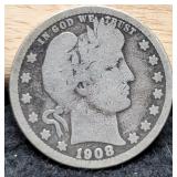 1908-O Barber Quarter