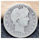 1908-D Barber Quarter