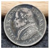 1866 Papal States/Vatican Silver 10 Sold:
