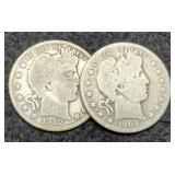 (2) Barber Half Dollars: 1908-O, 1912-D