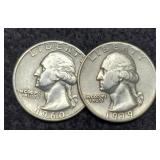 (2) W. Quarters: 1939, 1960-D