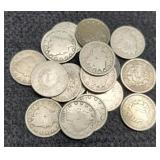 (18) V Nickels 1897-1912