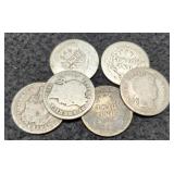 (6) Barber Dimes: 1904, 09, 10, 13-P&D, 14