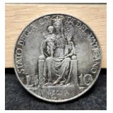 1931 Vatican City Silver 10 Lire